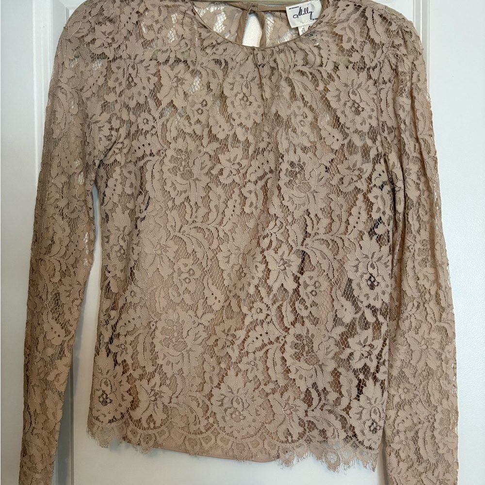 Milly Lace Long Sleeve Top - Nude